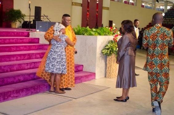 Bishop Mike Okonkwo Of TREM Rewards The Airport Cleaner At TREM Church Service Today