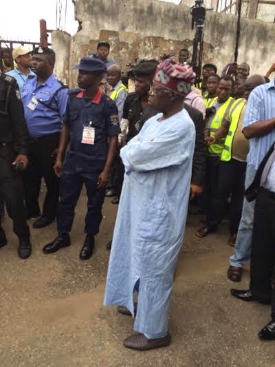 Photos of Jimi Agbaje casting his vote, while Tinubu waits in line to vote