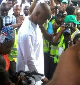 Lagos state PDP Governorship candidate Jimi Agbaje pictured at his polling unit 
