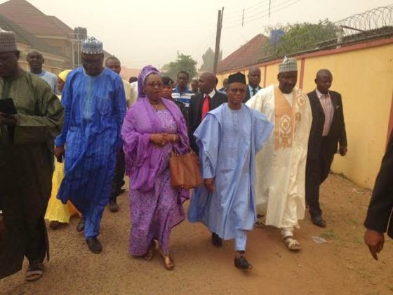 Nasir El-Rufai and his beautiful wife, Hadiza pictured arriving a polling booth in Kaduna State this morning