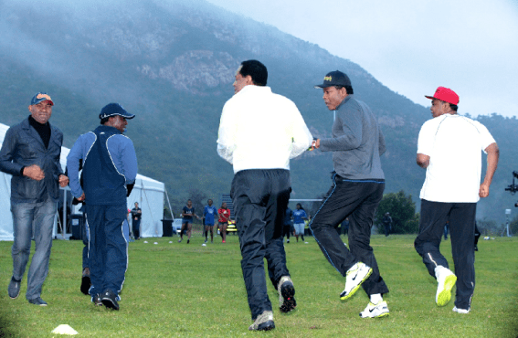 Pastor Chris Oyakhilome Exercises With His Top Pastors In South Africa