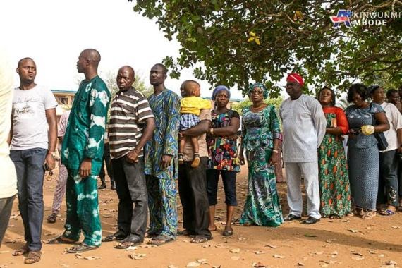 APC Governorship candidate in Lagos state Akinwunmi Ambode and his wife gets accredited