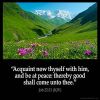 Job_22-21: Acquaint now thyself with him, and be at peace: thereby good shall come unto thee.