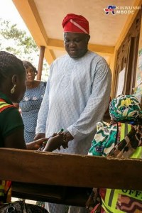APC Governorship candidate in Lagos state Akinwunmi Ambode and his wife gets accredited 