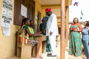 APC Governorship candidate in Lagos state Akinwunmi Ambode and his wife gets accredited 