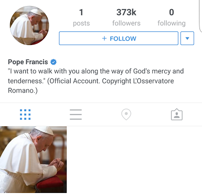 Pope Francis Is Now On Instagram With Over 373,000 Followers. 