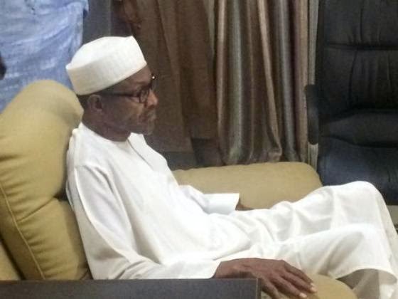 Picture of Buhari watching final results of the 2015 presidential election