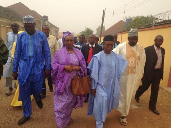 Nasir El-Rufai and his beautiful wife, Hadiza pictured arriving a polling booth in Kaduna State this morning