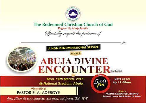 RCCG Abuja Divine Encounter March 2016.