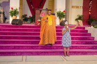 Bishop Mike Okonkwo Of TREM Rewards The Airport Cleaner At TREM Church Service Today