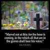 John_5-28: Marvel not at this: for the hour is coming, in the which all that are in the graves shall hear his voice,