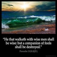 Proverbs_13-20: He that walketh with wise men shall be wise: but a companion of fools shall be destroyed