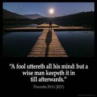 Proverbs_29-11: A fool uttereth all his mind: but a wise man keepeth it in till afterwards