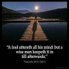 Proverbs_29-11: A fool uttereth all his mind: but a wise man keepeth it in till afterwards