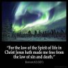 Romans_8-2: For the law of the Spirit of life in Christ Jesus hath made me free from the law of sin and death.