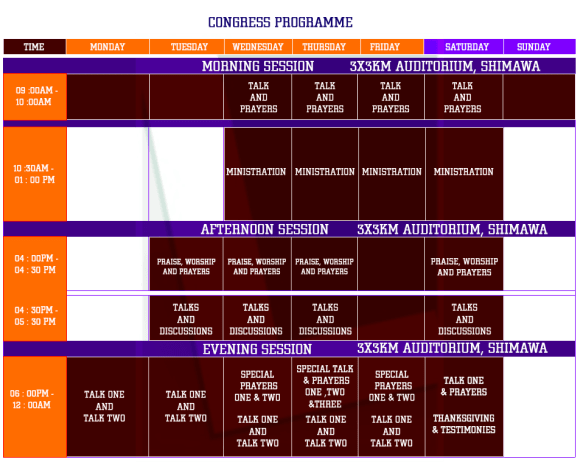 PROGRAMME RCCG 2016 Annual Holy Ghost Congress. COMPLETE RESTORATION