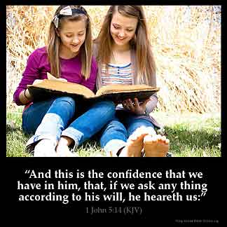 1-John_5-14: And this is the confidence that we have in him, that, if we ask any thing according to his will, he heareth us