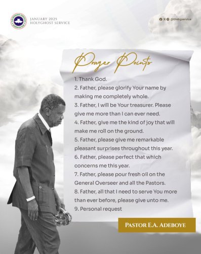 RCCG Holy Ghost Service prayer points