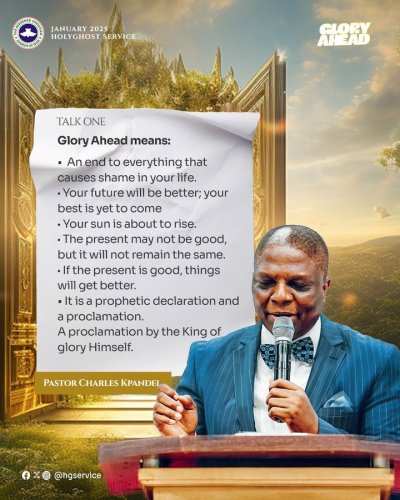 Pastor Charles Kpandei preaching on Glory Ahead