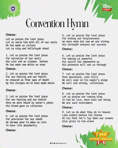 RCCG Annual August Holy Ghost Convention Hymn – The Overcomers | RCCG 73rd Annual Convention 2025